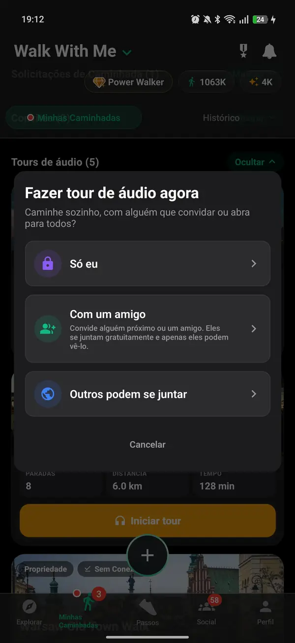 Caminhe sozinho ou convide alguém