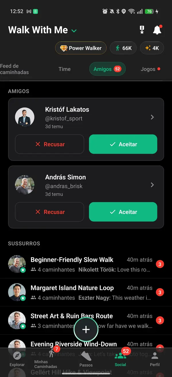 Adicionando um caminhante como amigo