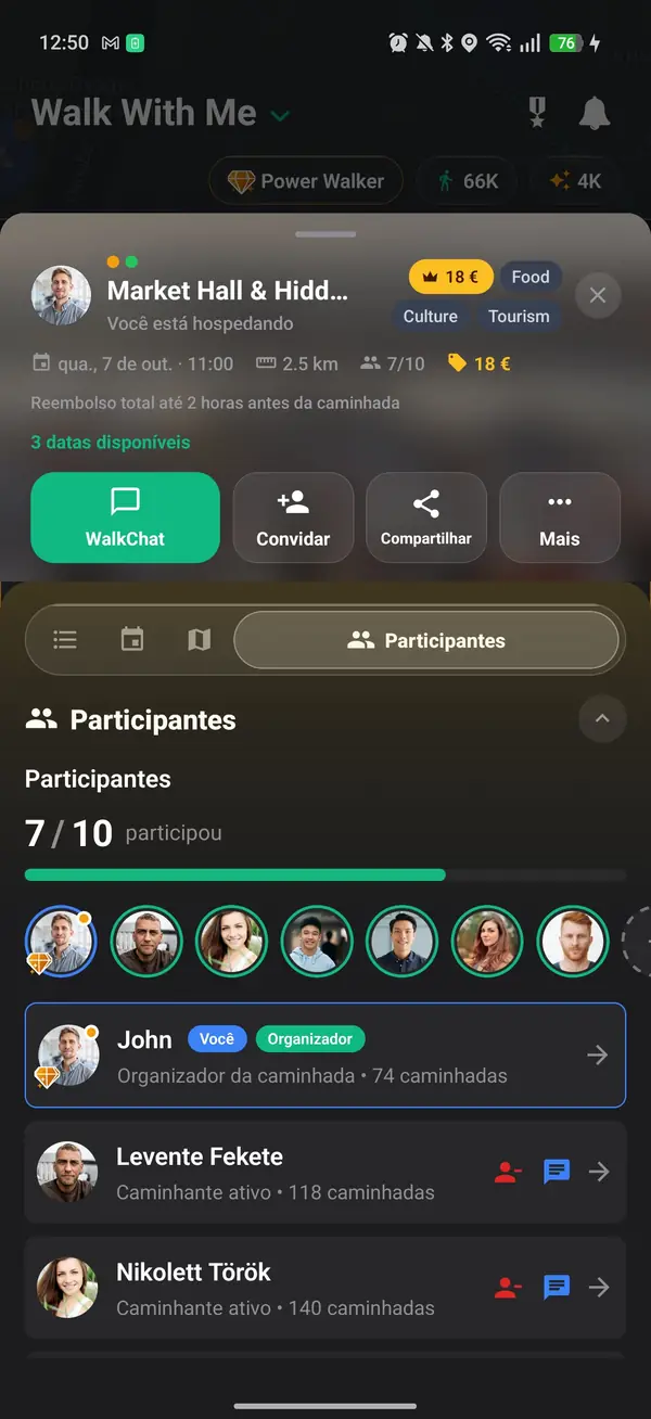 Peça para participar