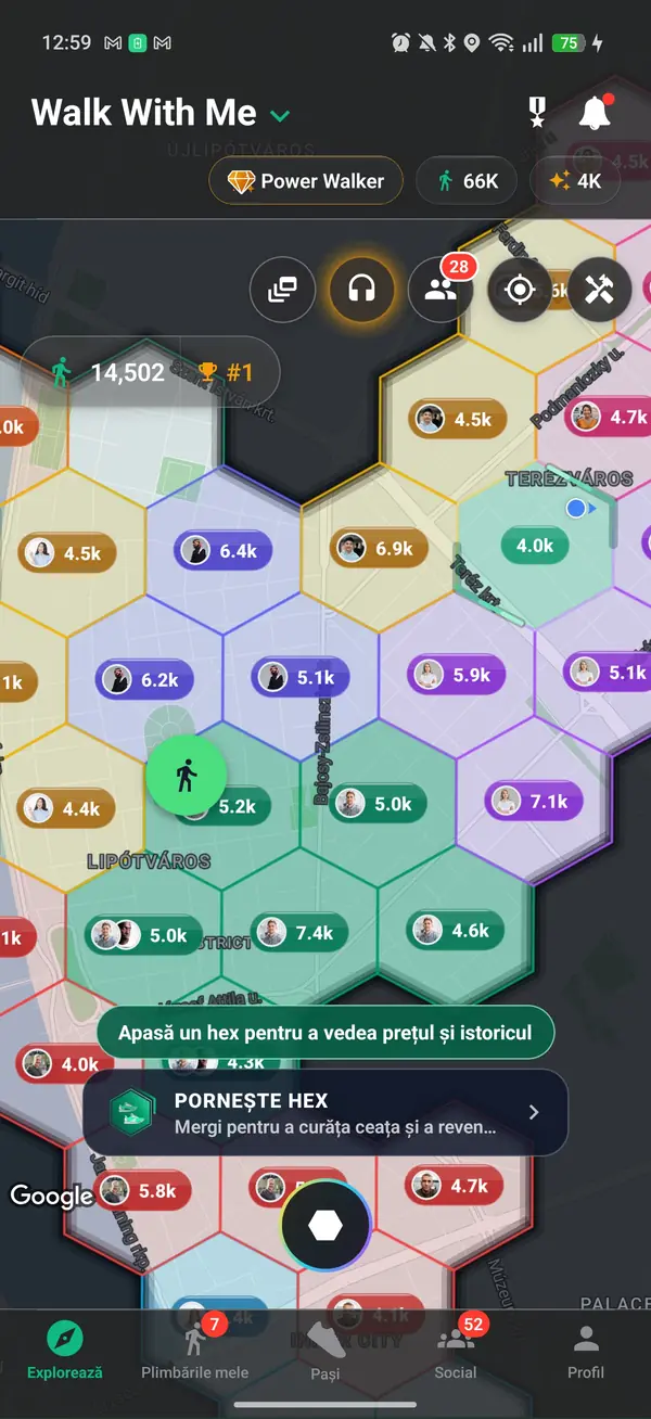 Un hexagon deținut și prețul lui pe hartă