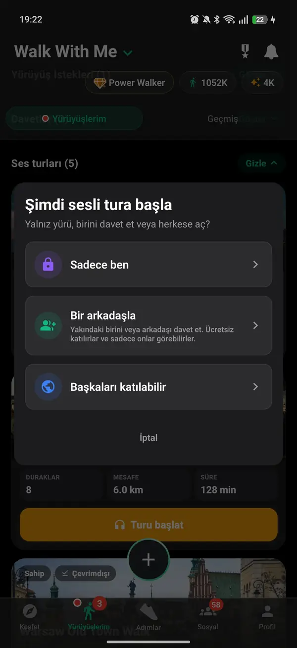 Tek başınıza yürüyün ya da birini davet edin