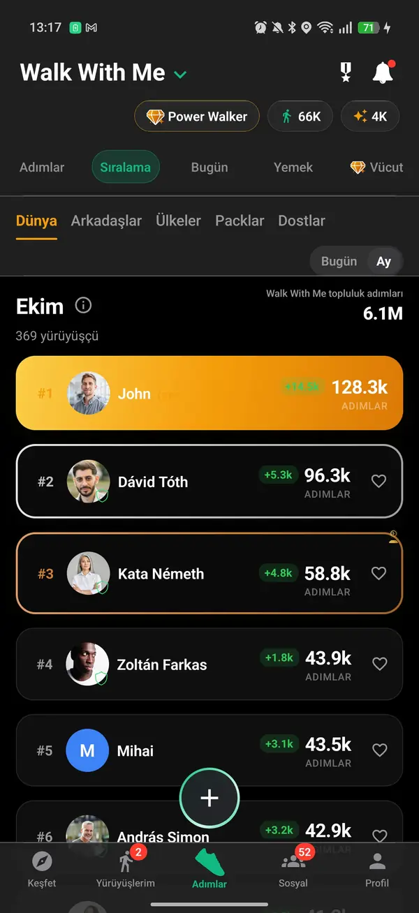 Gerçek yürüyüşçülerin adım sıralaması