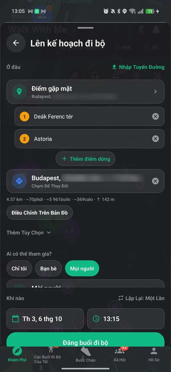 Lên kế hoạch cho tuyến đường