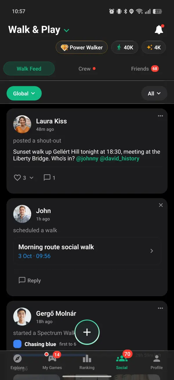 Walk Feed as a walking based social feed