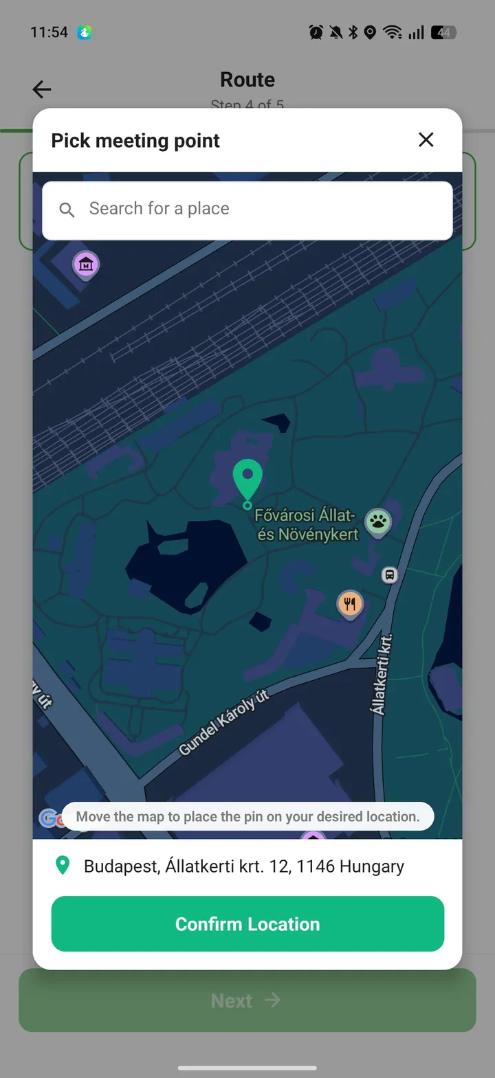 The centre-pin location picker